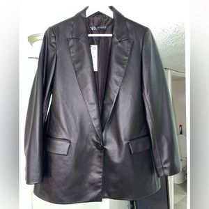 Women’s Zara Oversized Leather Blazer